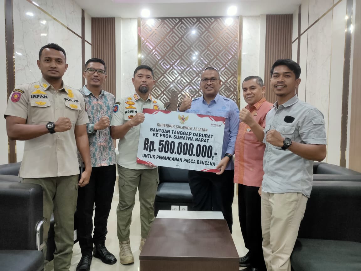 Pemprov Sumbar Terima Bantuan Rp500 Juta dan Tenaga Medis dari Sulawesi Selatan