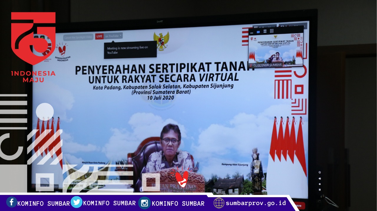 Gubernur Sumbar Apresiasi Kementerian ATR/BPN atas Pemberian Sertifikat Tanah Rakyat