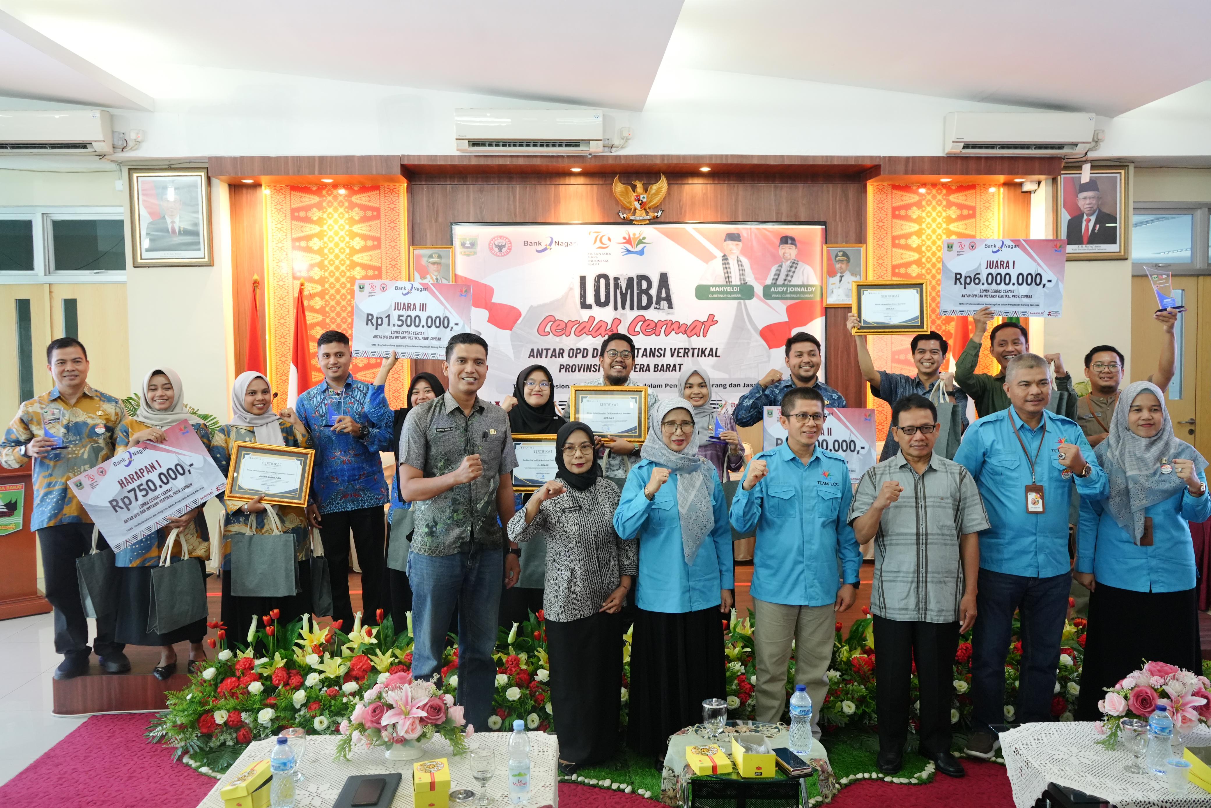Lomba Cerdas Cermat Antar OPD dan Instansi Vertikal Sukses Digelar, BPKP Sumatera Barat Raih Gelar Pemenang