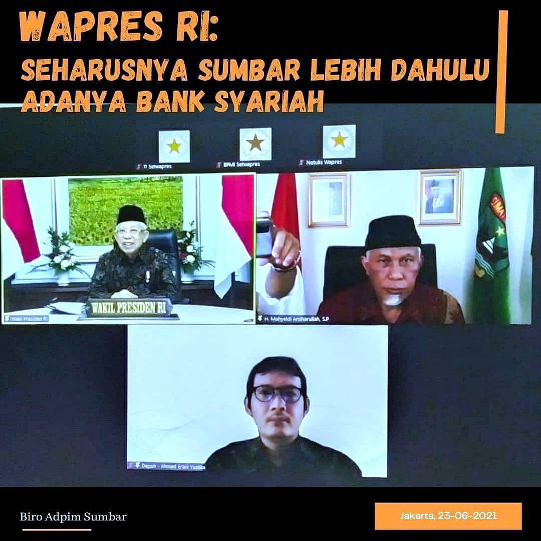 Zoom Meeting dengan Wapres, Gubernur Sumbar Bahas Konversi Bank Nagari dan Doa 3 Tahun Lalu