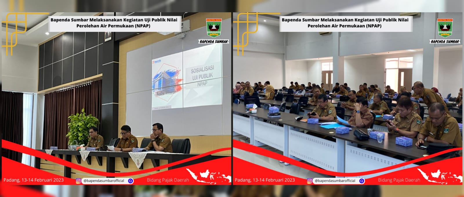 	Bapenda Sumbar Melaksanakan Uji Publik Nilai Perolehan Air Permukaan (NPAP) Bagi Wajib Pajak Air Permukaan (WPAP)