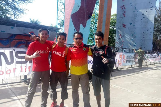 PANJAT TEBING SUMBANG MEDALI EMAS PERTAMA KONTINGEN PORWIL X SUMBAR