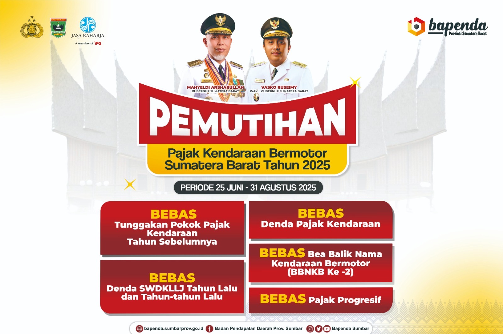 Sumbar Berlakukan Pemutihan Pajak Kendaraan 25 Juni–31 Agustus 2025: Kesempatan Sekali Seumur Hidup