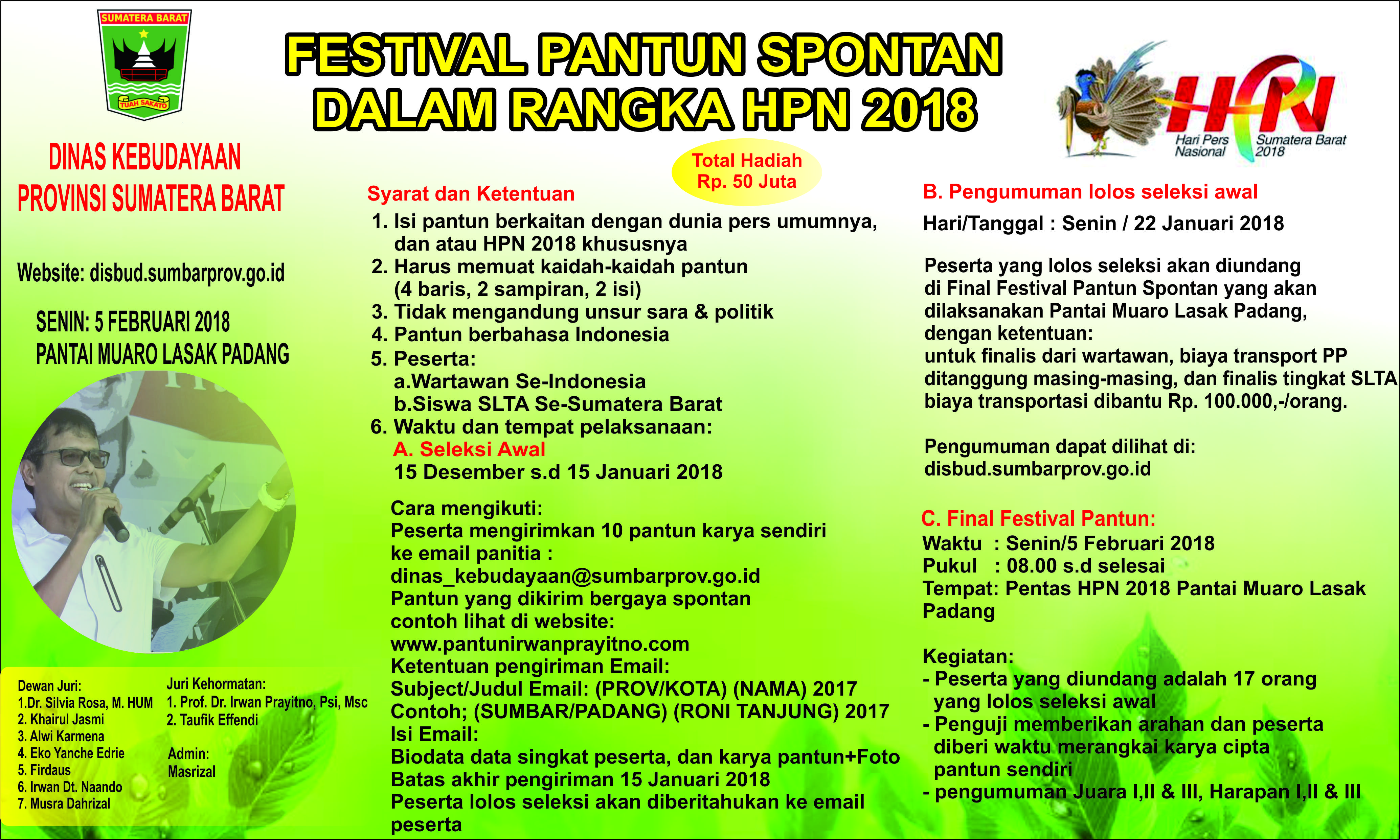 Festival Pantun Spontan Wartawan Se-Indonesia  (Dalam rangka Hari Pers Nasional 2018)