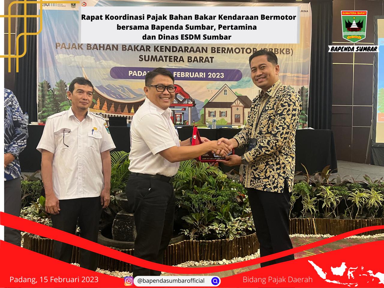Rapat Koordinasi Pajak Bahan Bakar Kendaraan Bermotor (PBBKB) bersama Bapenda Sumbar, PT Pertamina, dan ESDM Sumbar