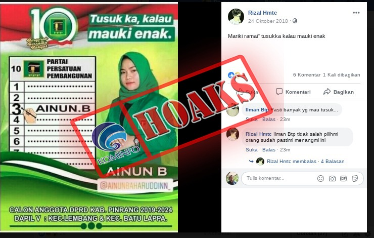 Caleg PPP "Tusuk ka, kalau mauki enak" [Hoax]