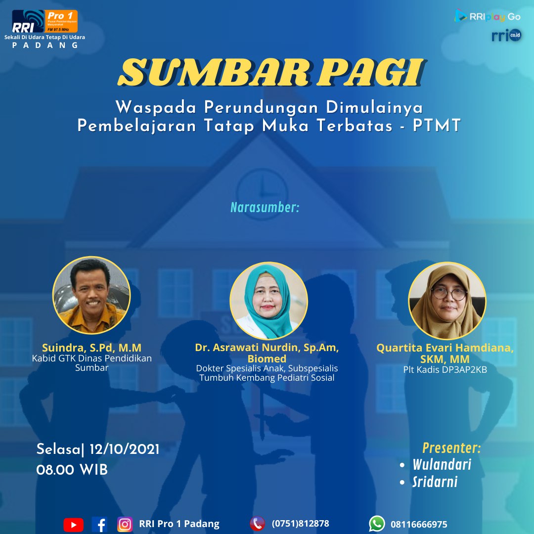 Talk Show  RRI Waspada Perundungan Di Mulainya Pembelajaran Tatap Muka Terbatas 
