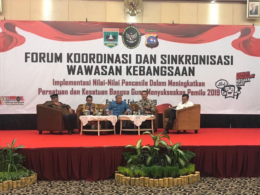 Sukseskan Pemilu 2019, Badan Kesbangpol Sumbar Fasilitasi Forum Koordinasi Wawasan Kebangsaan