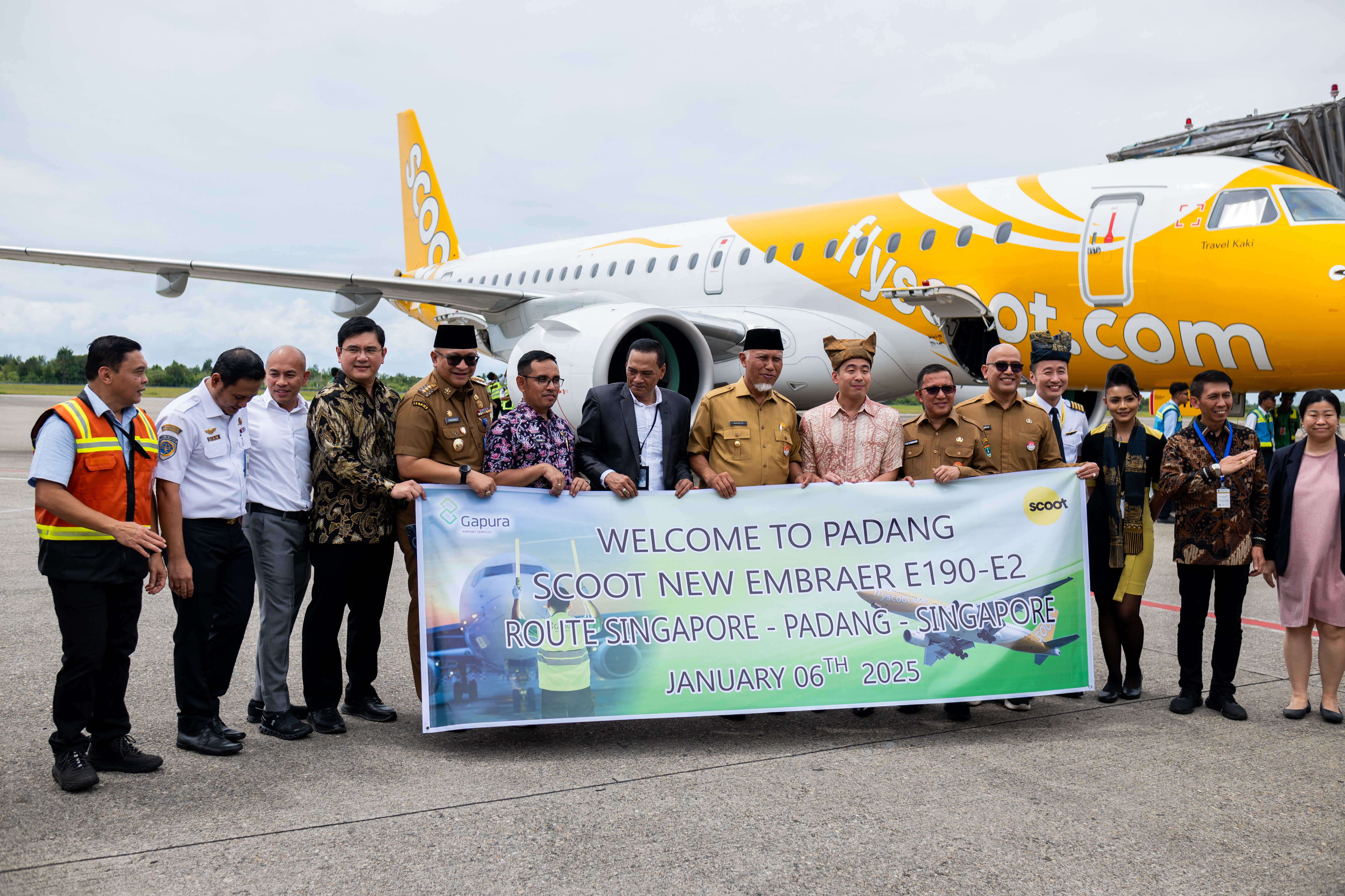 Pemprov Sumbar Sambut Secara Resmi Penerbangan Perdana Singapura-Padang 