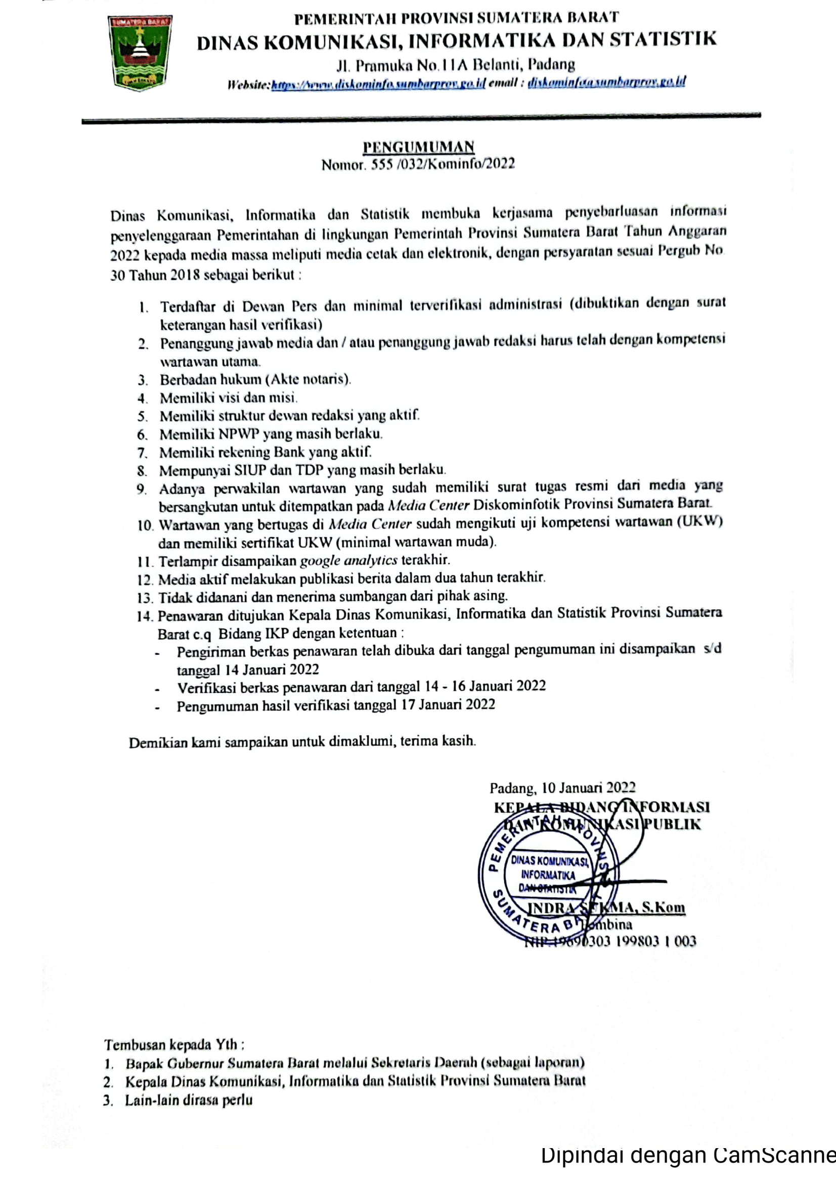 Pengumuman Kerjasama Media