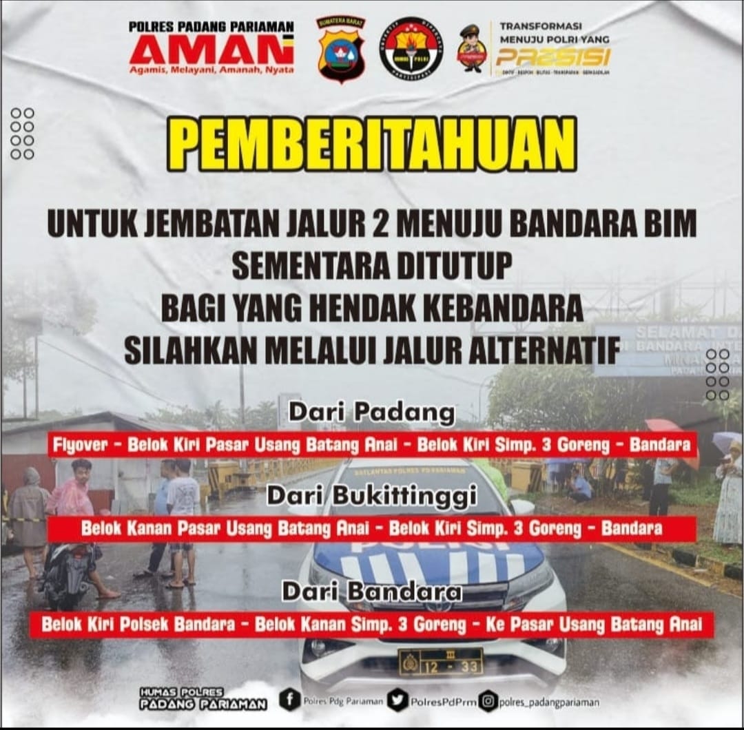 Akses ke Bandara Internasional Minangkabau Lewat Flyover Ditutup, Kadishub Sumbar: Angkasa Pura Siapkan Shuttle Bus dan Manfaatkan KA Bandara