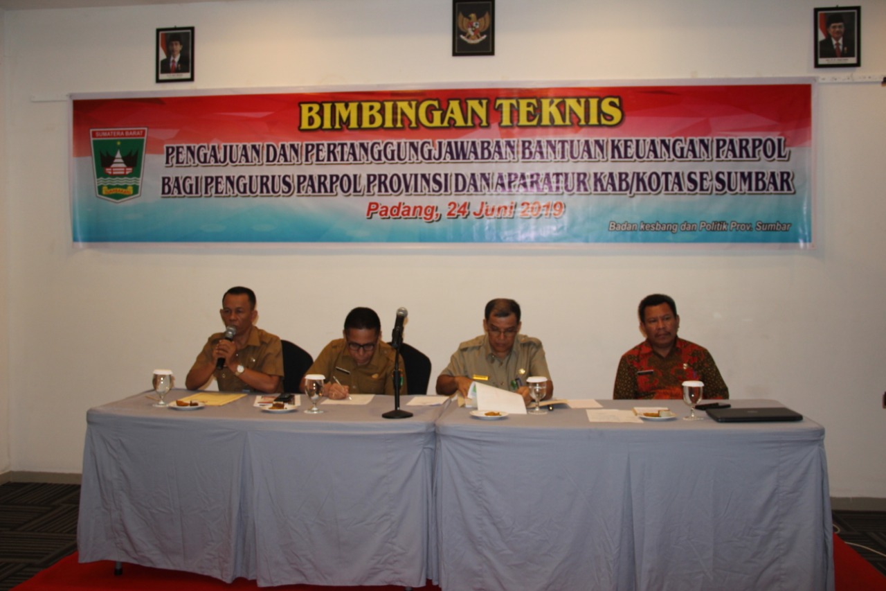 Kesbangpol Sumbar Dorong Peningkatan Pemahaman Pengelolaan Bantuan Keuangan Bagi Partai Politik