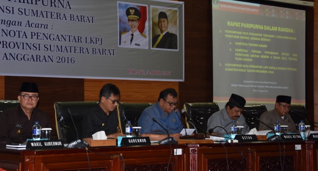 GUBERNUR SUMBAR SAMPAIKAN LKPJ TAHUN ANGGARAN 2016