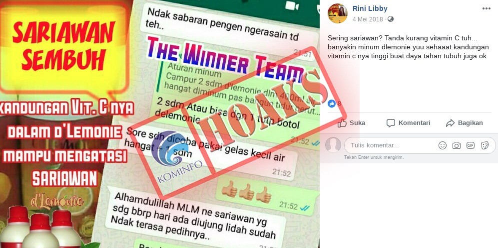 Kekurangan vitamin C sebabkan sariawan [Hoax]