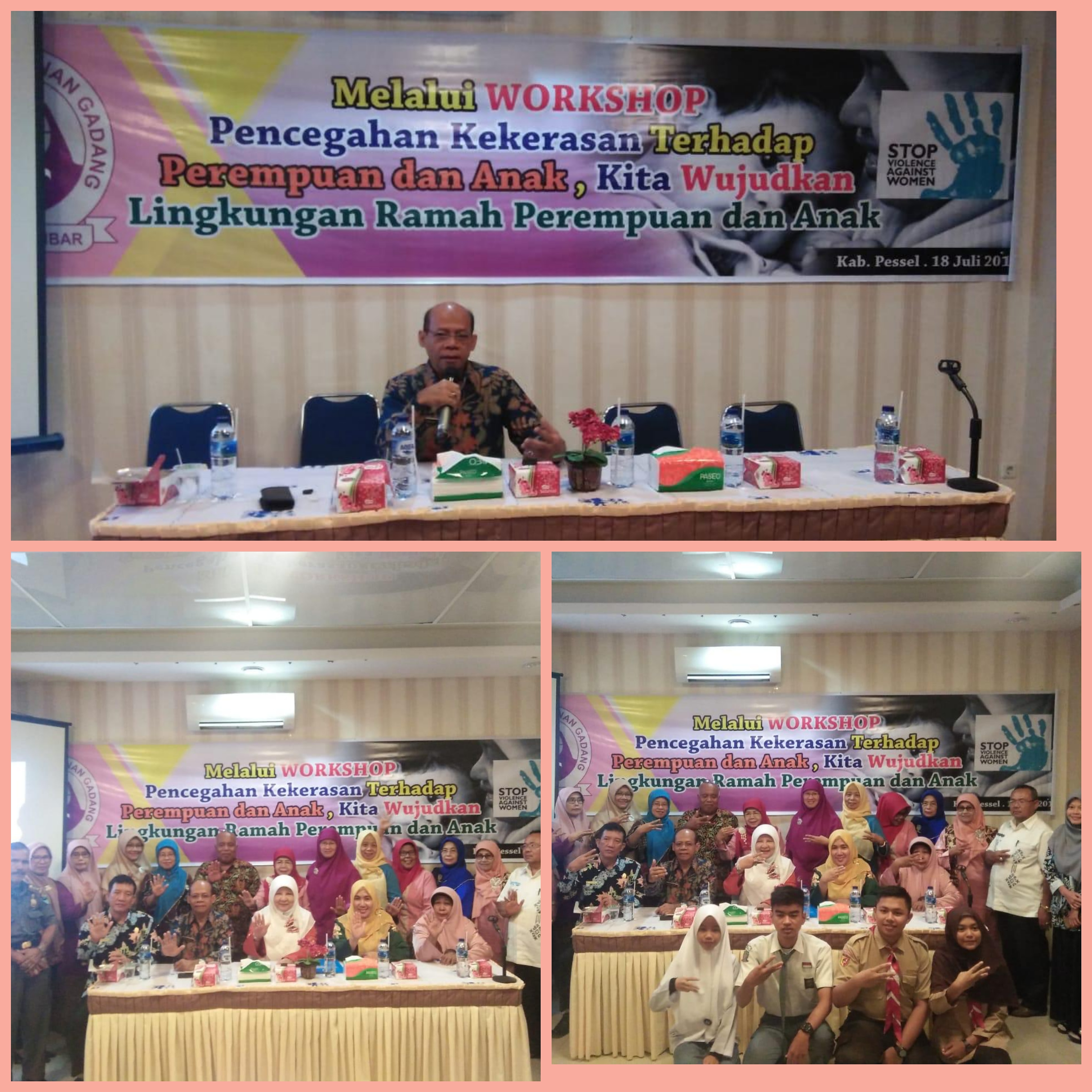 Kepala Dinas Pemberdayaan Perempuan Prov. Sumbar. (Drs. Besri Rahmad ) memberikan Paparan Melalui Workshop Pencegahan  Kekerasan Terhadap Perempuan dan Anak .kita wujudkan Lingkungan ramah perempuan dan anak. Di Kab.Pesisir Selatan . Tanggal 18 Juli 2019.