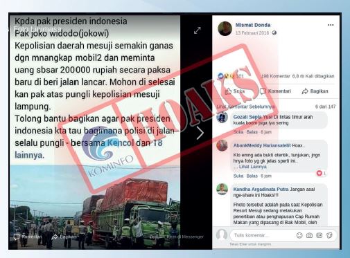 [HOAX] Kepolisian Mesuji Semakin Ganas Dengan Menangkap Mobil2 Dan Meminta Uang sebesar 200000 Rupiah