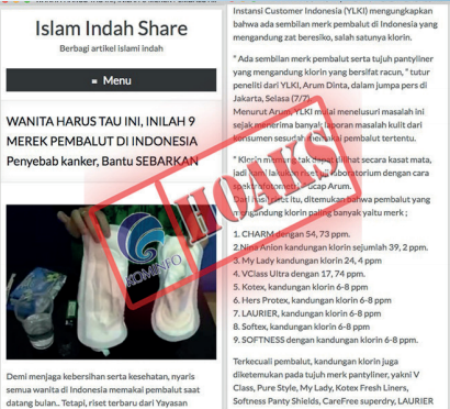 [Hoax] 9 Merek Pembalut di Indonesia Penyebab Kanker