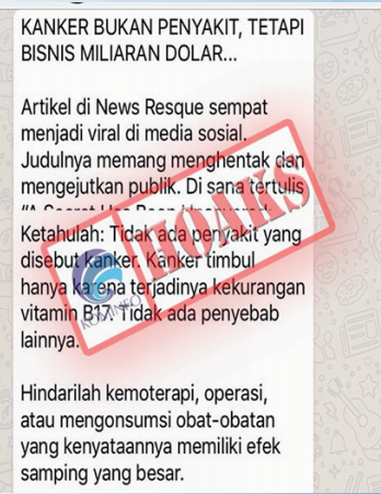 [Hoax] Kanker Bukan Penyakit, tetapi Bisnis Miliaran Dollar