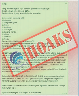 [Hoax] Informasi Perluasan Tilang Elektronik Di Jakarta