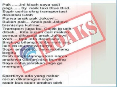 [Hoax} Grab Milik Gibran Rakabuming