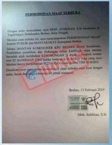 [Hoax] Surat Permohonan maaf Subkhan Petani Bawang