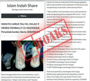 [Hoax] 9 Merek Pembalut di Indonesia Penyebab Kanker