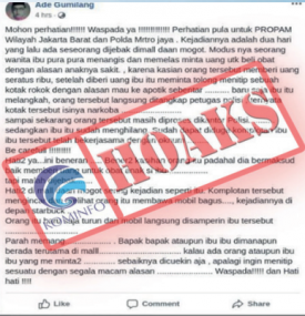 [Hoax] Polisi Minta Uang Tebusan 300 Juta