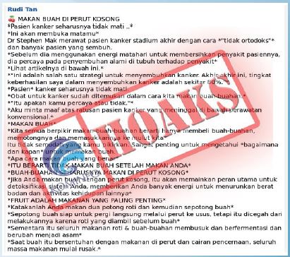 [Hoax] Tidak ada yang akan mati karena kanker kecuali karena kecerobohan