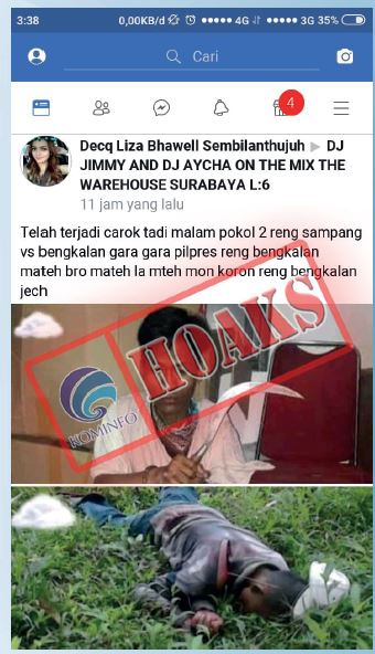 [Hoax] Telah terjadi carok tadi malam pokol 2 reng sampang vs bangkalan karena Pilpres