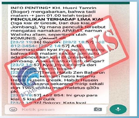 [Hoax] Penculikan Terhadap Lima Kiai.