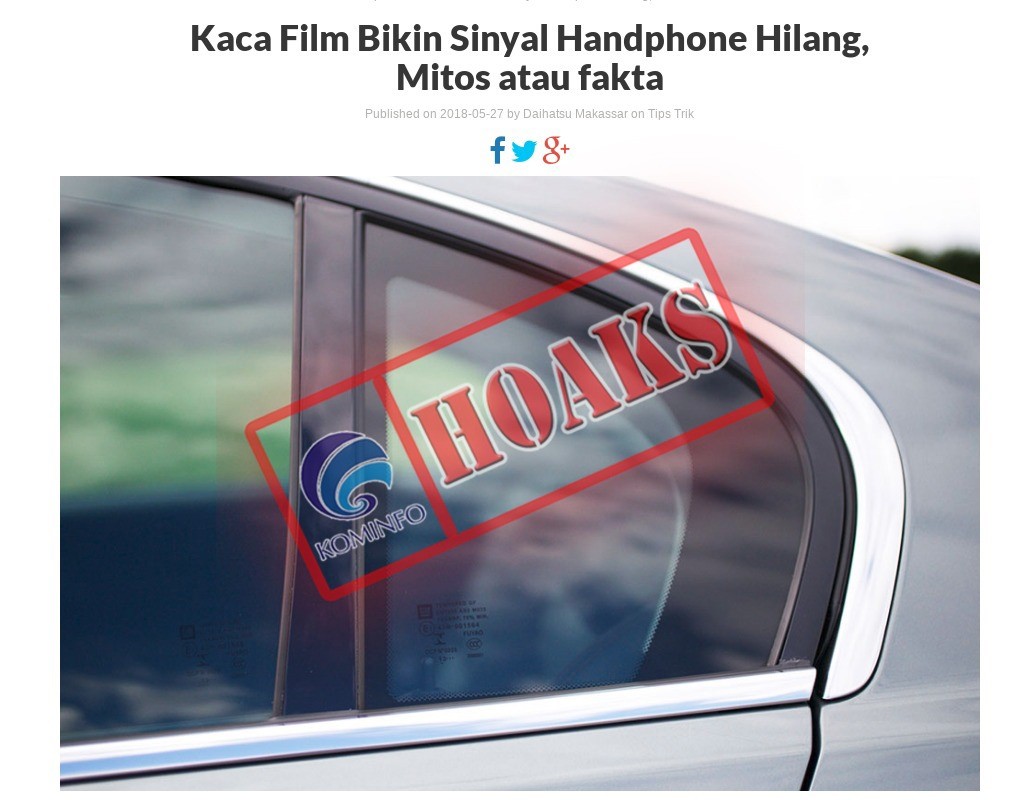 [Hoax] Kaca Film Bikin Sinyal Hilang dalam Mobil