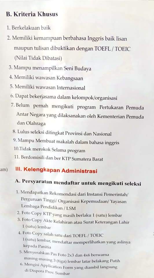 SYARAT PERTUKARAN PEMUDA ANTAR NEGARA