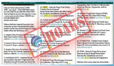 [Hoax] Daftar tempat kuliah gratis dan ikatan dinas 2018