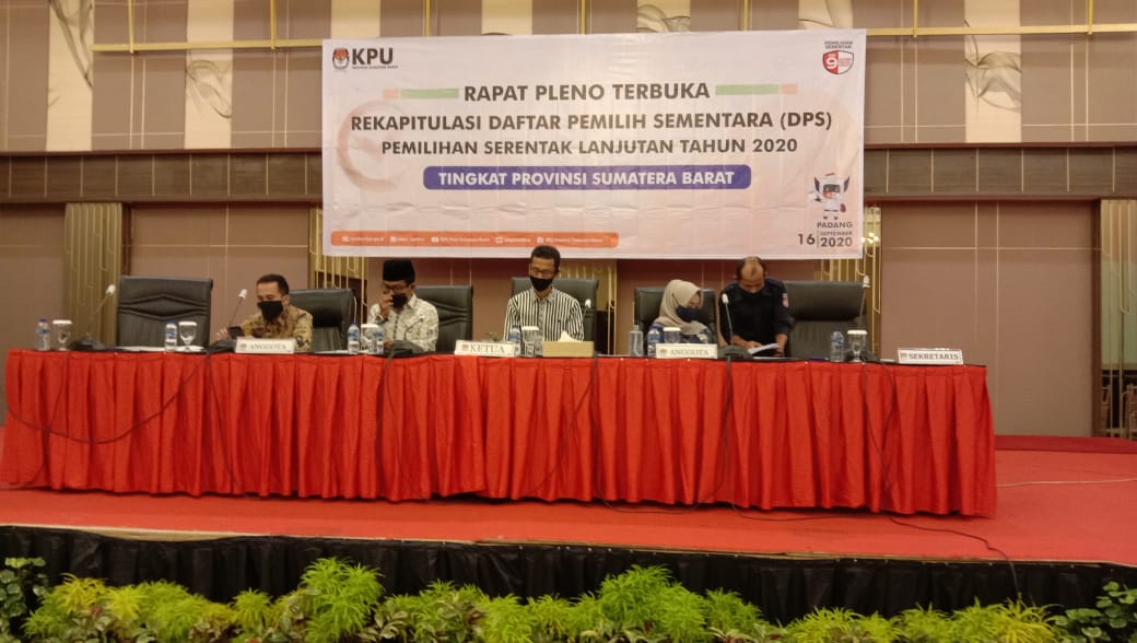 KPU Sumbar Laksanakan Rapat Pleno Terbuka Rekapitulasi Daftar Pemilih Sementara (DPS) Pilkada 2020