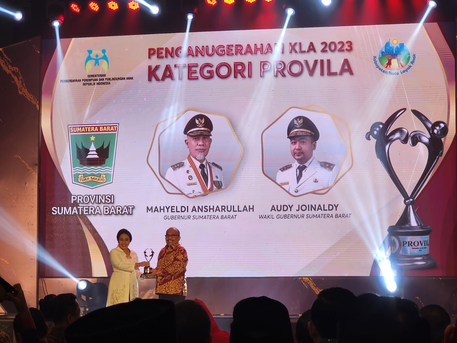 Kali Pertama, Sumbar Raih Penghargaan Provinsi Layak Anak Tahun 2023