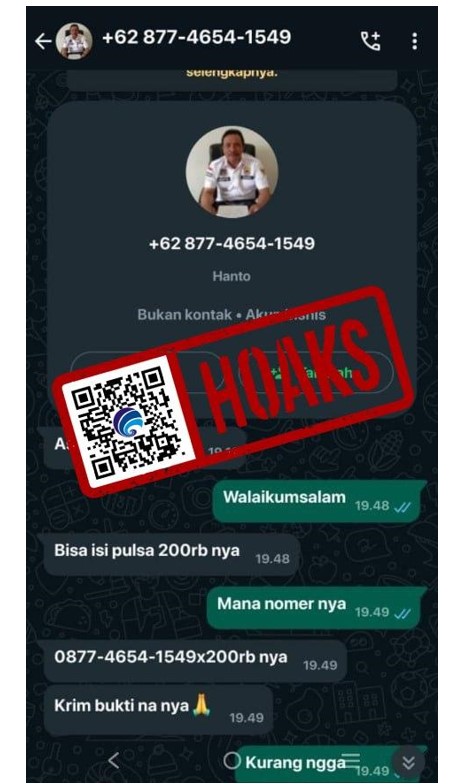 [HOAKS] Akun WhatsApp Mengatasnamakan Kepala Desa Babadan, Kecamatan Gunungjati, Kabupaten Cirebon