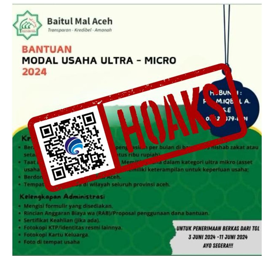 [HOAKS] Program Bantuan Usaha Mikro dari Baitul Mal Aceh